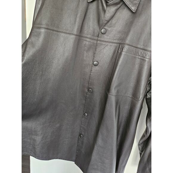 Claude Lamont Men's Dark Brown Leather Snap Button Shirt Size Medium - Picture 4 of 11